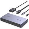 UGREEN Switch KVM USB-C+HDMI 1 Monitor 2 Computer con 4 Porte USB 3.0 4K@60Hz Alluminio per 1 Laptop & 1 Desktop Condividi One Monitor Tastiera Mouse Stampante con 1 Cavo HDMI+2 Cavi Type-C
