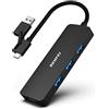 BENFEI HUB USB 3.0, Hub USB C, 2-in-1 Hub USB tipo A/tipo C con 4 porte USB 3.0, compatibile per iPhone 15 Pro/Max MacBook Pro/Air 2023 iPad Pro iMac S23 XPS 17 e altro, Nero