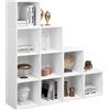 WOLTU Libreria Scaffale, Libreria a 10 Cubi, Scaffale a Scala Componibile, Mobile Portaoggetti in Legno, Divisorio per Camera da Letto, Soggiorno, Ufficio, 120x30x120cm, Bianco, SK035ws