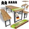 Juskys Set birreria Bichl 3 pezzi e pieghevole 170x46x77 cm - Set di mobili da giardino tavolo da birra e 2 panche da birra - set per tendone in legno Set da campeggio