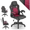 Juskys Sedia racing da scrivania Montreal bordeaux | Braccioli imbottiti e schienale ergonomico | Sedia da ufficio Sedia girevole Sedia da gaming