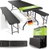 Juskys Set tenda da birra Amberg 3 pezzi e pieghevole - 180 x 74 x 74-2 panche da birra e tavolo da birra in stile rattan Set mobili da giardino Set tendone da campeggio