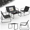 Juskys set da giardino Genua 4 pezzi - Antracite, gruppo outdoor con braccioli, divano due posti, tessile, tavolo e panca, struttura acciaio
