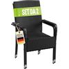 Juskys Sedie da giardino in polyrattan Yoro set da 2 con braccioli e schienale - 2 sedie impilabili - sedia in rattan per giardino - sedia impilabile nera