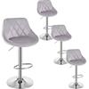 WOLTU Sgabelli cucina, Sgabelli da Bar Set di 4, Sedia da Bar Girevole Regolabile in Altezza, con Schienale Poggiapiedi, Sgabello in Velluto da Cucina, Grigio chiaro, BH438hgr-4