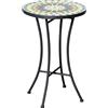 Outsunny Tavolino da Giardino in Metallo con Piano d'Appoggio a Mosaico in Ceramica, Ф35.5x53.5cm, Multicolore