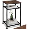 tectake® Tavolino salotto 45,5x36x75,5cm, Tavolino da divano, 3 Ripiani, Salotto, Soggiorno, Camera per Libri, Foto, PC, Piante e Bevande, Arredamento Casa, Ufficio - Legno Industriale Scuro