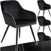 tectake® Set 4 Sedie Sala da Pranzo Effetto Velluto, Sedie Soggiorno con Morbida Imbottitura, Seduta Ergonomica, Poltrone Velluto Versatili, Sedie Design Moderno - Nero/Nero