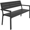 tectake® Panca da Giardino con Telaio in Alluminio, Comoda Panchina da Esterno 2 Posti, Panca con Schienale, Resistente agli Agenti Atmosferici, 128 x 59 x 88 cm - Grigio Scuro