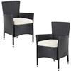 Casaria Set 2 Sedie da Giardino in Polyrattan Cuscini Imbottiti 7 cm Seggiole Impilabili Terrazzo Balcone Esterno