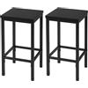 EUGAD Set di 2 Sgabelli da Bar Industriali con Poggiapiedi, Sgabelli da Cucina senza Schienale, Sedie Alte per Penisola Cucina, Sedile in Truciolato e Telaio in Metallo, 33x33x65cm, nero, 1060BY-2