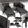 tectake® Salottino in Rattan Bellaria, Telaio in Alluminio, Set da Giardino con Tavolino Salotto, Poltrone, Rivestimenti Idrorepellenti, Resistente ai Raggi UV - Grigio