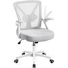 Yaheetech Sedia da Ufficio Scrivania Ergonomica Lombare con Braccioli Altezza Regolabili Ruote Girevoli Schienale in Rete Traspirante Portata 136 kg Grigio Chiaro