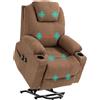 HOMCOM Poltrona Alzapersona Elettrica Reclinabile con 8 Punti Massaggianti e Riscaldato, Poltrona Relax Elettrica Moderna per Anziani in Tessuto Effetto Lino con Telecomando, 90x101x107 cm, Caffè