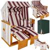 tectake® Poltrona Sdraio da Spiaggia e Giardino, Modello Strandkorb XXL del Mar Baltico, Robusto Involucro Protettivo, Morbidi Cuscini, Poltrona da Spiaggia Regolabile in Vimini - rosso/bianco