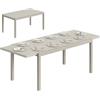 Outsunny Tavolo da Giardino Allungabile per 8-10 Persone, Piano Effetto Legno in Alluminio, Tavolo da Pranzo Estensibile per Esterno con Gambe in Acciaio, 154/214x85cm, Grigio Argento