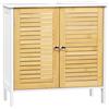 EUGAD Mobile Sottolavello per Bagno, Mobiletto per Lavabo, Armadio a Pavimento con Ante e Ripiano Regolabile, Colore Bambù Naturale+Bianco, 60x30x60cm