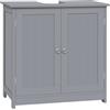 WOLTU Mobile Sottolavello per Bagno, Mobiletto Bagno Salvaspazio, Armadio a Pavimento con 2 Ante e Ripiano Regolabile, Grigio Chiaro, 60x30x60 cm