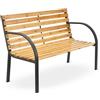 Juskys panchina da giardino Modena a 2 posti con schienale e braccioli panca resistente alle intemperie in legno e acciaio 120x62x82 cm classica per giardino balcone terrazza