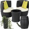 tectake® Set di Mobili da Giardino, Poli Rattan e Alluminio, 2 Sedie, 1 Tavolo, 1 Vaso, Cuscini, Sedia da Esterno, Poltroncina, Set Balcone, Poltrona Giardino, Tavolo con Sedie Esterno - Nero