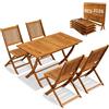 Casaria® Set di Mobili da Giardino 5 Pezzi Modello 2026 - NOVITÀ: Tavolo Extra Stabile con Rinforzo in Legno di Acacia FSC®, 4 Sedie Pieghevoli per Giardino Balcone Esterno