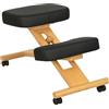 HOMCOM Sedia Ergonomica Inginocchiata con Altezza Regolabile, Sedia Ergonomica Posturale da Ufficio e Casa, Sgabello Ergonomico Inginocchiatoio in Legno con Rotelle, Nero