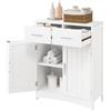 EUGAD Armadietto da Bagno, Mobile per Bagno Salvaspazio, Mobiletto da Terra con 2 Cassetti e Armadietto a 2 Ante con Ripiano Regolabile, Armadio in Legno, Bianco, 60x30x76 cm