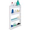 tectake® Carrello da Cucina Slim 54x12x101cm, Mobiletto Salvaspazio Multiuso con 4 Ripiani, Carrello con Ruote, Mobile Cucina Porta Detersivi Salvaspazio, Portaoggetti Bagno, Ripostiglio - Bianco
