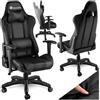 tectake® Sedia da Gaming per Gamer, Poltrona da Ufficio Ergonomica, Sedia Gaming con Braccioli Imbottiti, Doppie Rotelle Resistenti, Struttura Robusta, Regolabile, Portata fino a 120 kg - Nero/Nero