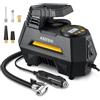 AstroAI Compressore Aria Portatile Auto 12 Volt CC, Mini Pompa Elettrica per Bicicletta e Moto, Compressore Portatile Digitale con Manometro e Luce LED, Cavo da 3M, Adattatori e Fusibile