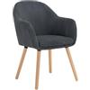 WOLTU Sedia da Pranzo, Sedie Cucina, Poltroncina, Sedia Imbottita per Camera da letto Ufficio, Salotto, Seduta in Velluto a Coste, Gambe in Legno Massiccio, Grigio Scuro,