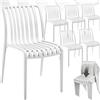tectake Sedie da terrazza impilabili, in plastica resistente, antiscivolo, facile da montare, mobili resistenti, sedie da giardino per esterni, set di 6 senza braccioli crema