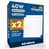Eurocali 2 Pannelli LED 60x60 40W Quadrati da Incasso Chip CREE 4800 lumen Driver Starsense Garanzia 6 Anni - Luce Naturale 4000K - Plafoniera da Ufficio Alta Luminosità 120 lm/W da Soffitto e Controsoffitti