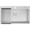 CECIPA Lavello Cucina 1 Vasca 75x45 cm, Lavandino Cucina con Tenda a Rullo Scarico, Lavello in Acciaio Inox 304 per Mobile di lunghezza 80cm con Sifone e Scarico