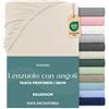 Twinzen Dreamzie Lenzuolo con Angoli Singolo 90x190 / 200cm - Angoli da 35 cm per Materassi Spessi - 100% Microfibra di Poliestere - Beige, Certificato Oeko Tex