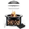 blumfeldt Merano Circolo Braciere da Giardino - 3-in-1 Braciere Barbecue & Tavolo, Telaio in Acciaio, Piano in Terrazzo, Include Griglia, Attizzatoio, Parascintille & Coperchio, Design Mediterraneo