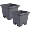 Iris Ohyama, Set da 2 Vaso per piante, fioriera d'aria con sistema di drenaggio dell'acqua per il giardinaggio - Air Vegetable Planter400, Grigi, 38.5W x 33.5H x 38.5Dcm