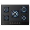 KLARSTEIN Goldflame Nano - Piano Cottura a Gas, 5 Bruciatori in Ottone, 70 cm, Vetro Nano, 10,4 kW, Bruciatore Wok, Accensione Automatica & Protezione Fiamma, Convertibile GN/GPL, Manopole in Metallo