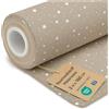 Amazinggirl Tessuto al metro cotone 2M x 160 cm - Tessuti e stoffe per cucito creativo decorazione e fai da te Stoffa ideali per abbigliamento arredamento Oeko-Tex Beige con stelle bianche