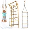 Juskys spalliera per bambini - con barra di trazione, struttura di arrampicata per interni con anelli ginnici e scala di corda, parete di arrampicata per la stanza dei bambini, barra ginnica