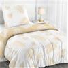 Dreamzie Copripiumino Singolo 140x200 cm con 1 Federe 65x65 cm - In Microfibra - Motivo Foglie di Palma Tropicali Beige Bianco - Set Copripiumino Singolo 140x200
