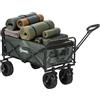 Outsunny Carrello da Giardino da 95L con 4 Ruote, Carrello Spiaggia Pieghevole in Acciaio e Tessuto Oxford con Borsa da Trasporto Lavabile, 2 Tasca Portaoggetti e Maniglia Girevole e Regolabile, Verde