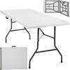 tectake® Tavolo da Campeggio Pieghevole con Maniglia, Tavolo Salvaspazio, Tavolo da Giardino con Base in Acciaio, Tavolino Portatile, Resistente alle Intemperie, 183 x 76 x 74 cm - Bianco