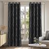 Deconovo Tende Camera da Letto, Tende Oscuranti per Salotto Eleganti con Anelli Stampa Fili e Cerchi, 140x290 CM (Larghezza x Altezza), 2 Pannelli, Nero