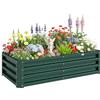 Outsunny Letto per Orto Rialzato da Esterno 182L, Fioriera da Balcone in Acciaio Galvanizzato con Fondo Aperto, per Piante, Fiori e Verdure, 120x60x30.5cm, Verde