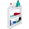 tectake® Carrello da Cucina Slim 54x12x71cm, Mobiletto Salvaspazio Multiuso con 3 Ripiani, Carrello con Ruote, Mobile Cucina Porta Detersivi Salvaspazio, Portaoggetti Bagno, Ripostiglio - Bianco