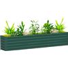 Outsunny Letto per Orto Rialzato da Esterno 394L, Fioriera da Balcone in Acciaio Galvanizzato con Fondo Aperto, per Piante, Fiori e Verdure, 240x40x45cm, Verde