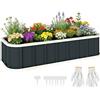 Outsunny Letto per Orto Rialzato da Esterno con Fondo Aperto, Guanti, Bordi Piegati, Fioriera da Esterno in Acciaio Zincato, per Piante, Fiori, Verdure Balcone Giardino, 136x52x31 cm, Grigio Scuro