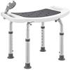 HOMCOM Sgabello per Doccia da Bagno in Lega di Alluminio e Plastica Antiscivolo, Sgabello Bagno con Altezza Regolabile 6 Livelli 39-52cm, Grigio