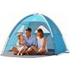 Wolfwise Tenda da Spiaggia UPF 50+ per Famiglia, Riparo Solare Anti-UV con 3 Finestre Ventilate, Pavimento Estensibile e Borsa per il Trasporto, Capacità 3 Persone, Blu